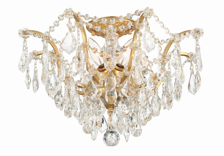 Crystorama Filmore 5 Light Spectra Crystal Antique Gold Flush Mount