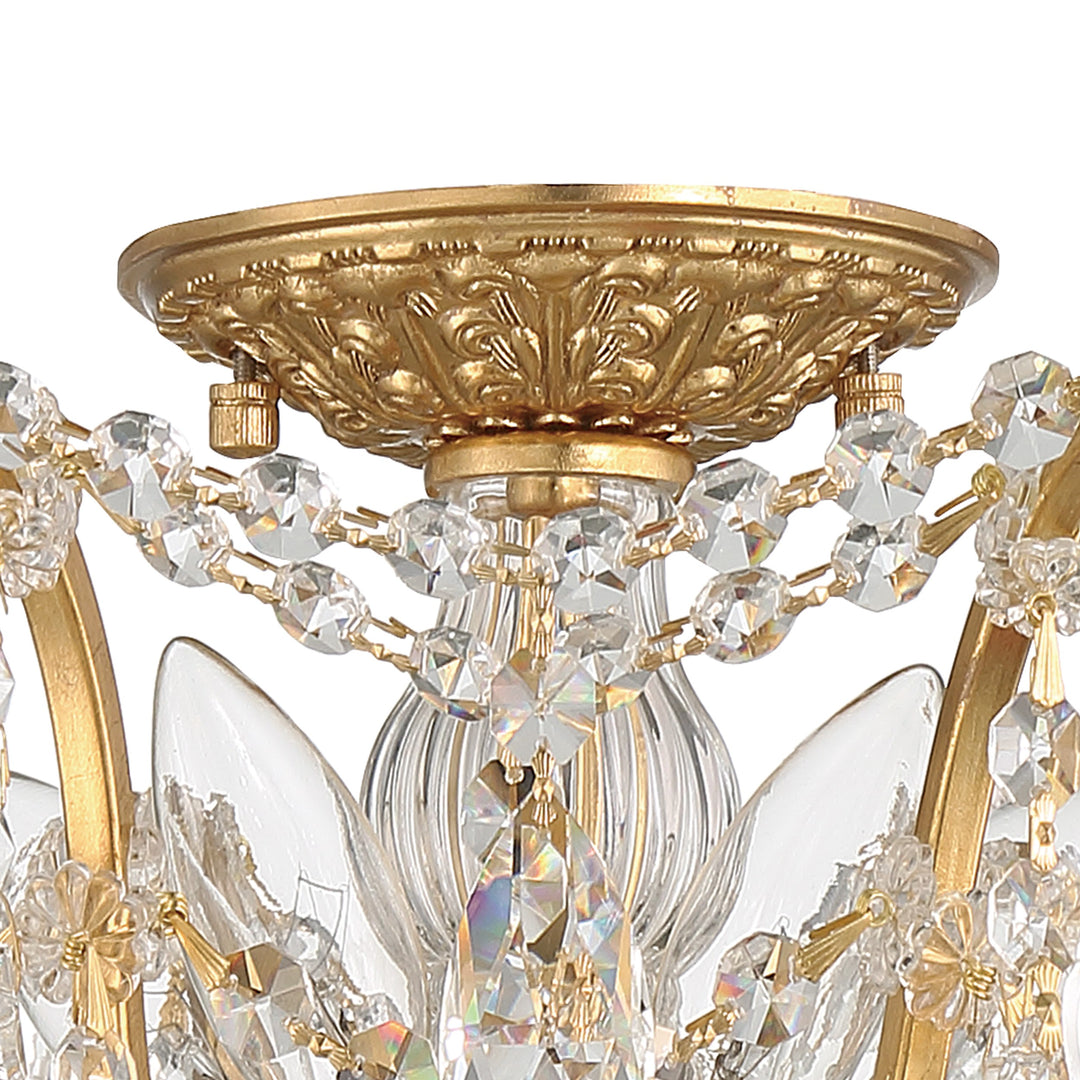 Crystorama Filmore 5 Light Spectra Crystal Antique Gold Flush Mount