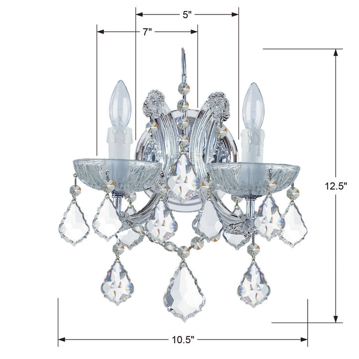 Crystorama Maria Theresa 2 Light Spectra Crystal Gold Sconce