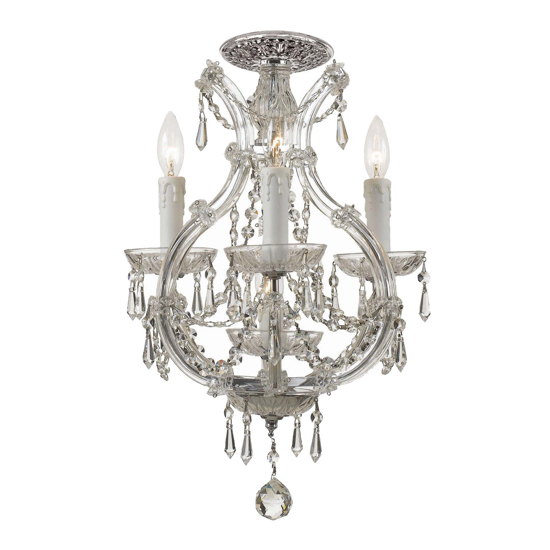 Maria Theresa 4 Light Clear Italian Crystal Polished Chrome Mini Chandelier