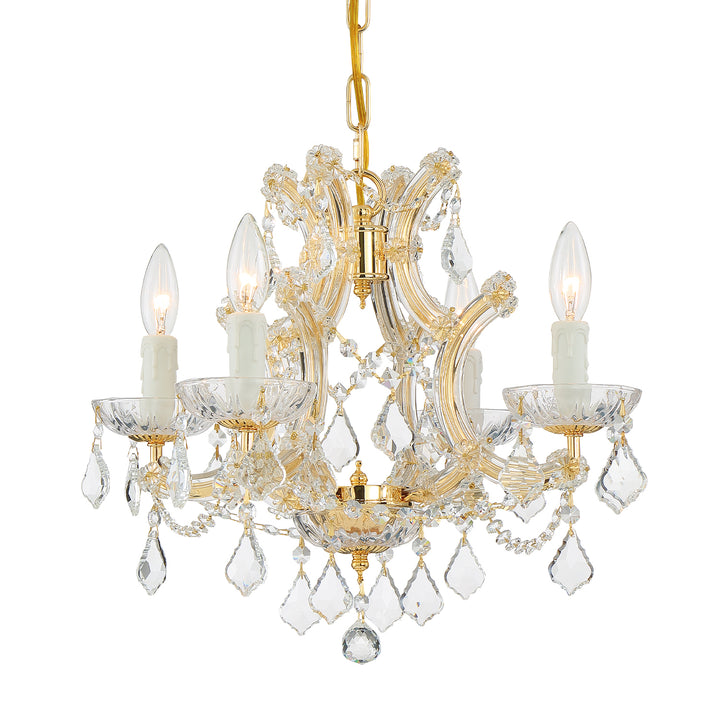 Crystorama Maria Theresa 4 Light Spectra Crystal Gold Mini Chandelier