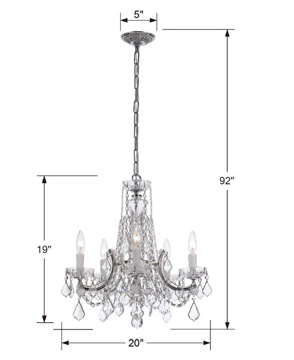 Crystorama Maria Theresa 5 Light Spectra Crystal Gold Chandelier