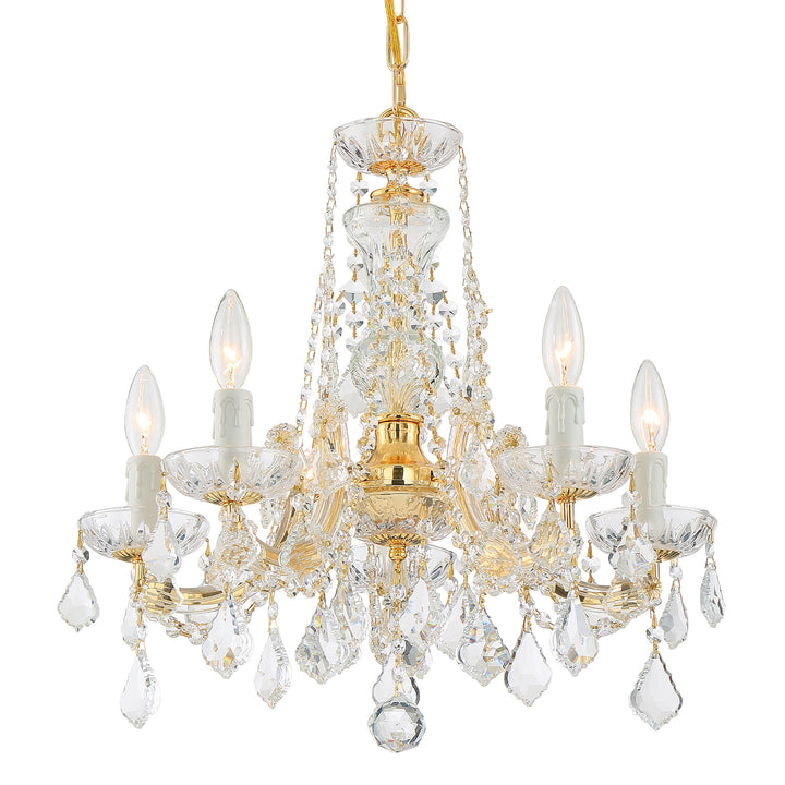 Crystorama Maria Theresa 5 Light Spectra Crystal Gold Chandelier