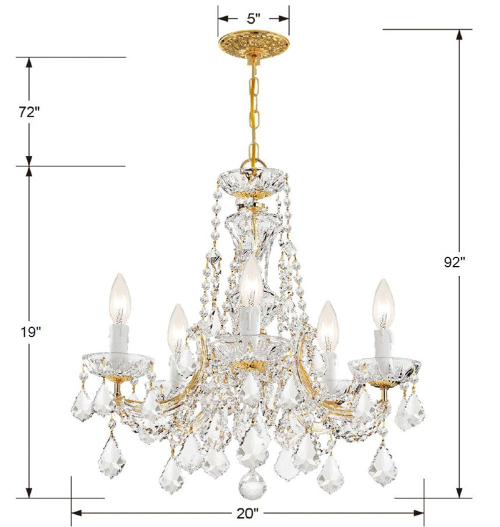 Crystorama Maria Theresa 5 Light Spectra Crystal Gold Chandelier