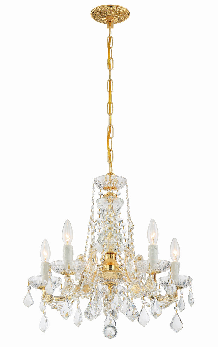 Crystorama Maria Theresa 5 Light Spectra Crystal Gold Chandelier