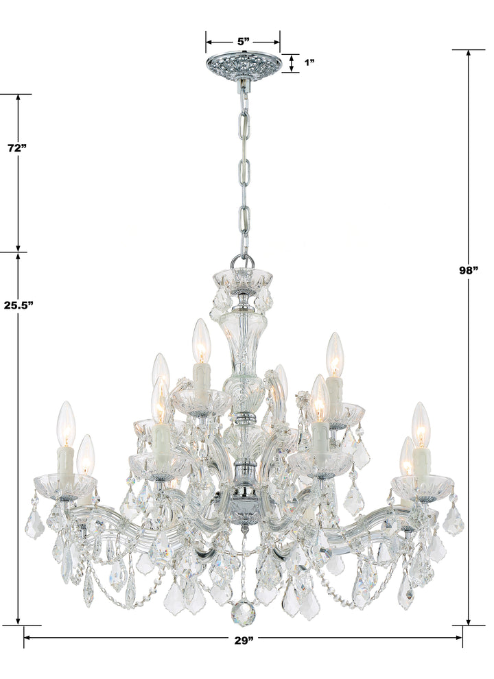 Crystorama Maria Theresa 12 Light Swarovski Strass Crystal Gold Chandelier