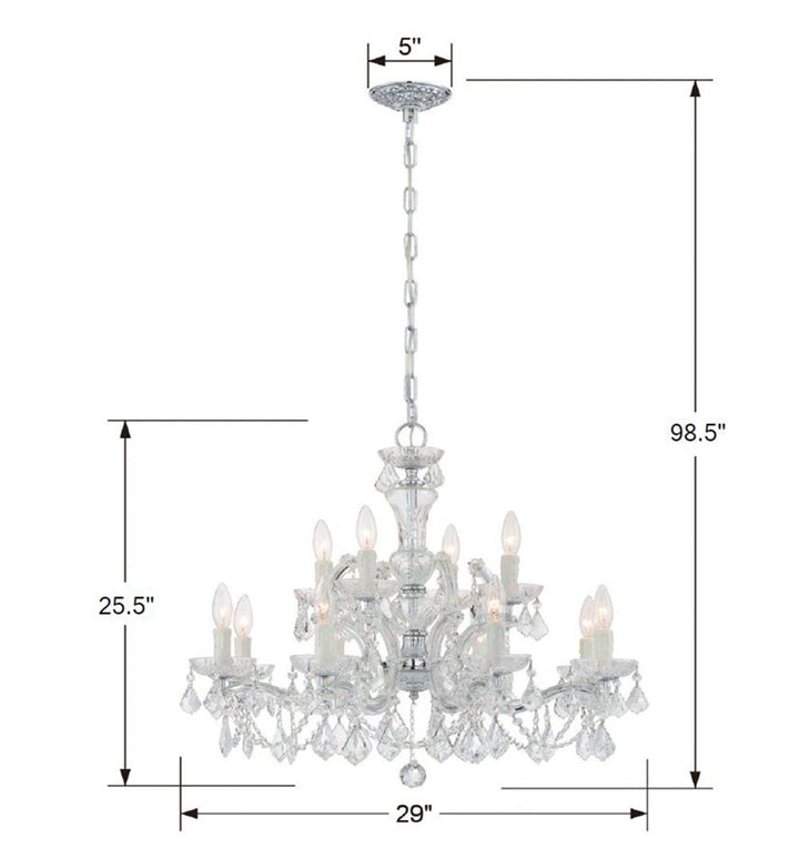 Crystorama Maria Theresa 12 Light Swarovski Strass Crystal Gold Chandelier