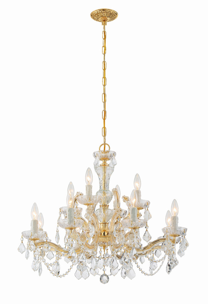 Crystorama Maria Theresa 12 Light Swarovski Strass Crystal Gold Chandelier