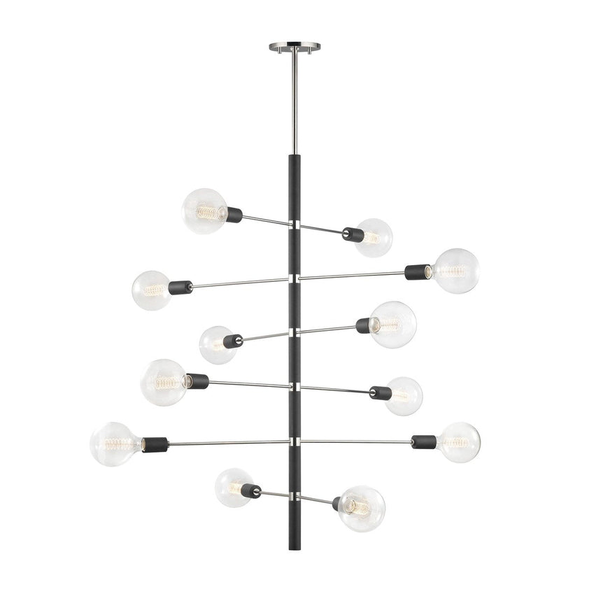 Astrid Chandelier 44" - Polished Nickel/Dusk Black