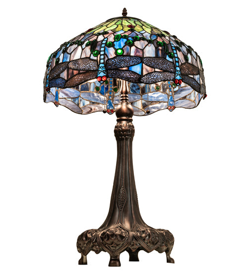 31" High Tiffany Hanginghead Dragonfly Table Lamp