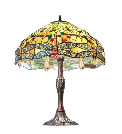 26" High Tiffany Hanginghead Dragonfly Table Lamp