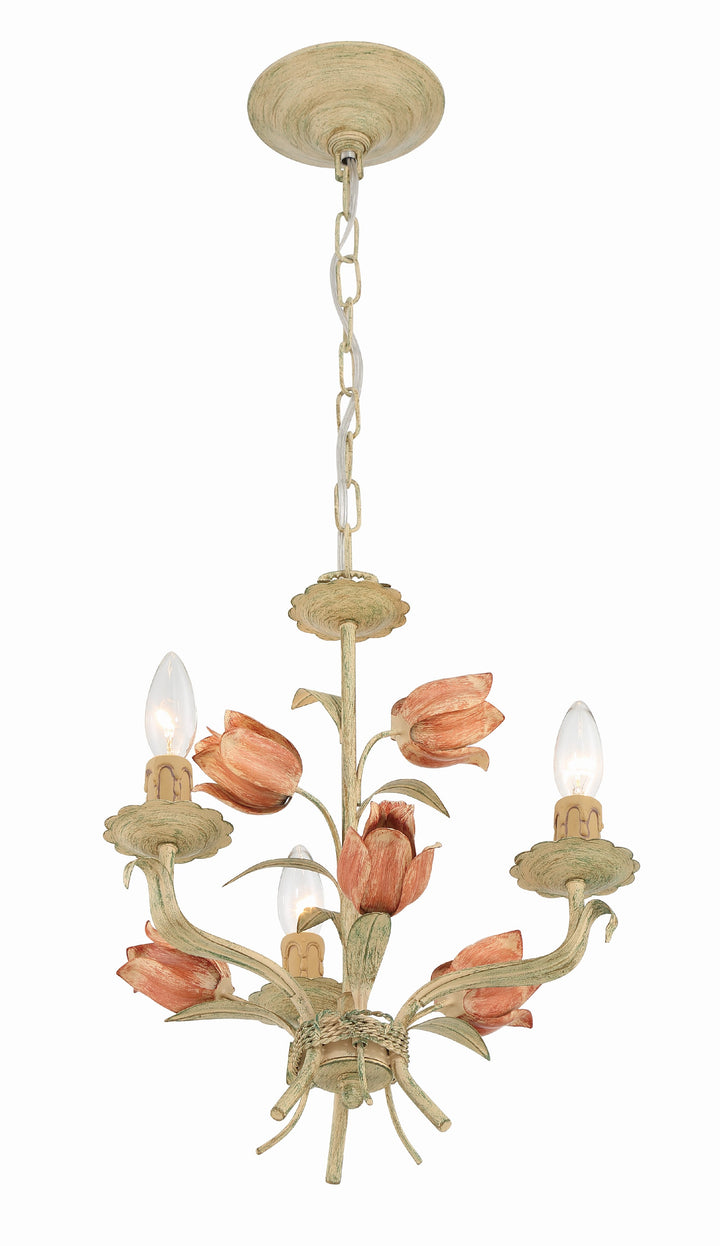 Crystorama Southport 3 Light Sage Rose Mini Chandelier