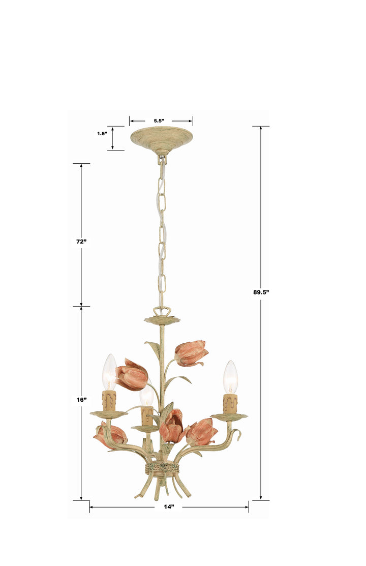 Crystorama Southport 3 Light Sage Rose Mini Chandelier