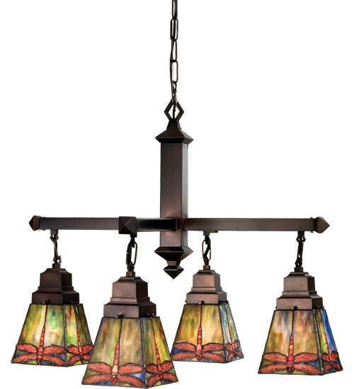 26"W Prairie Dragonfly 4 Lt Chandelier