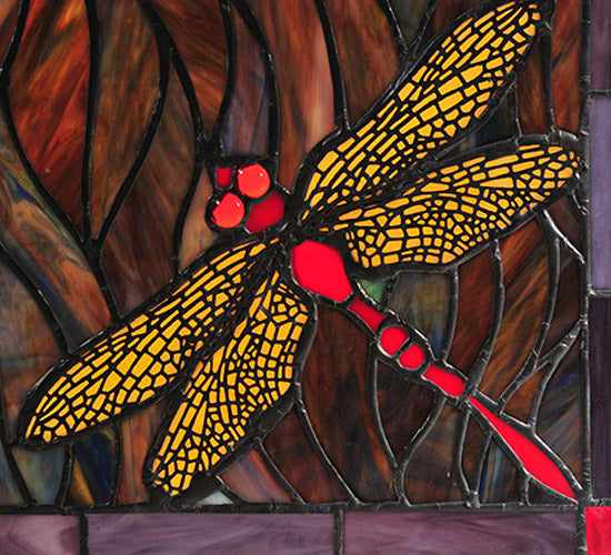 28"W X 10"H Tiffany Dragonfly Trio Stained Glass Window