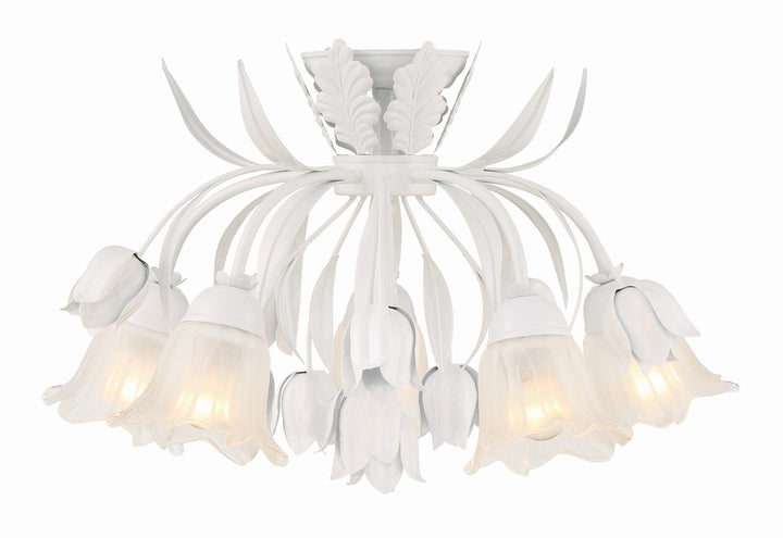 Crystorama Southport 5 Light Wet White Floral Semi Flush Mount