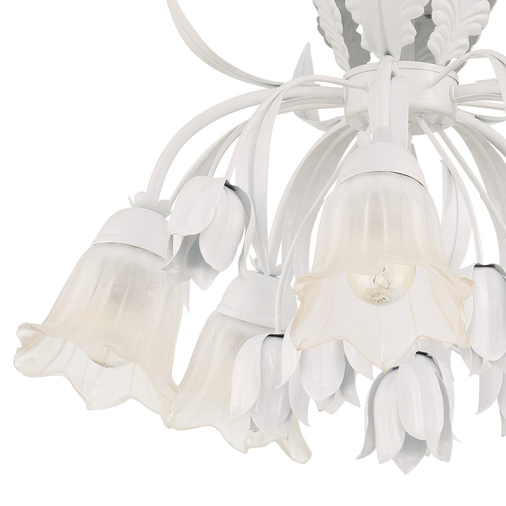 Crystorama Southport 5 Light Wet White Floral Semi Flush Mount