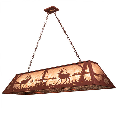 60" Long Elk At Lake Oblong Pendant