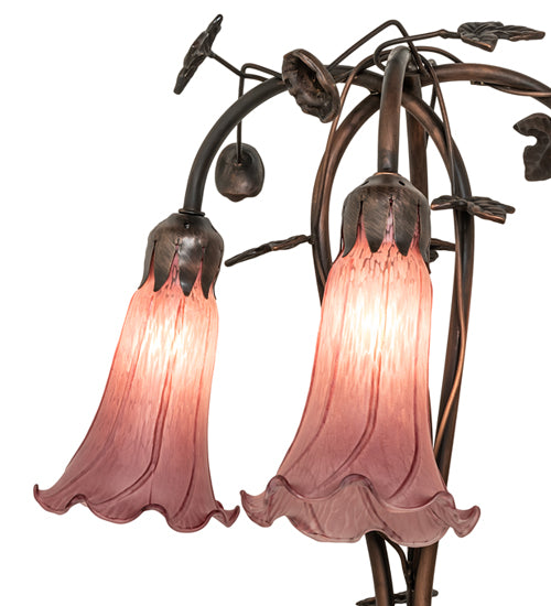 58" High Lavender Tiffany Pond Lily 3 Light Floor Lamp