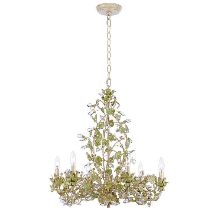 Crystorama Josie 6 Light Champagne Green Tea Chandelier