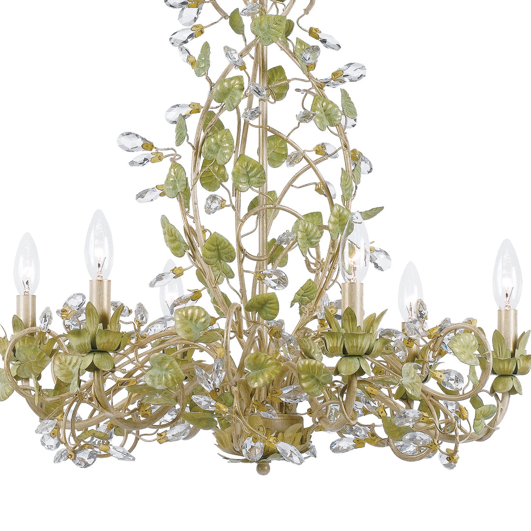 Crystorama Josie 6 Light Champagne Green Tea Chandelier