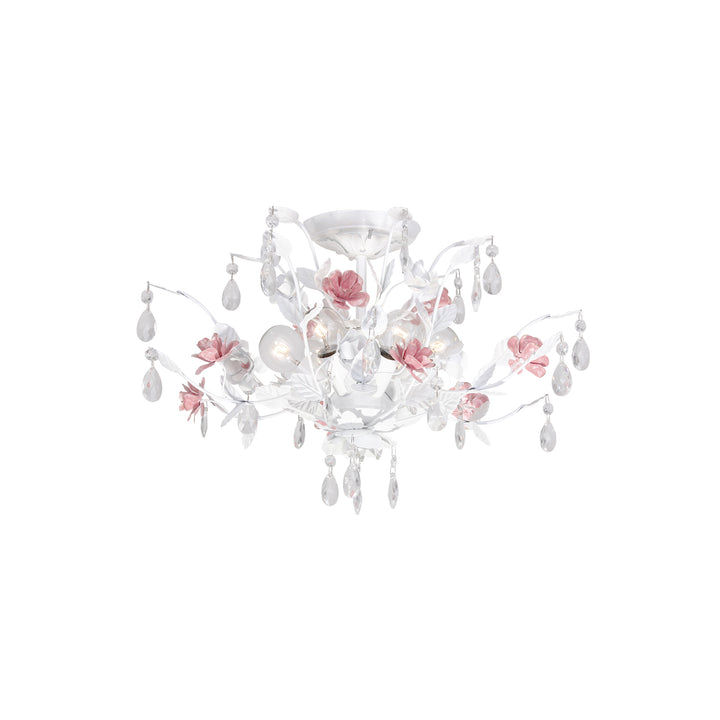 Crystorama Lola 6 Light Wet White Semi Flush Mount