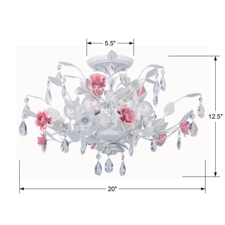 Crystorama Lola 6 Light Wet White Semi Flush Mount