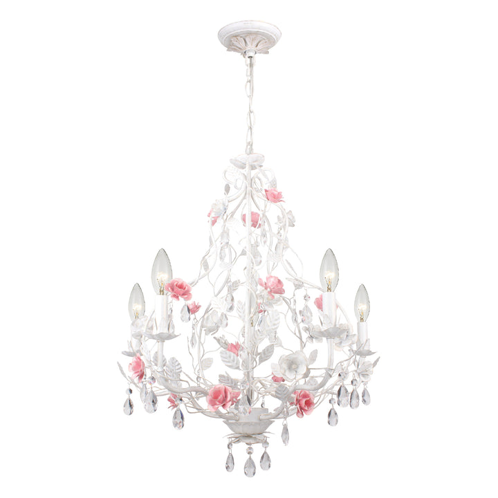 Crystorama Lola 5 Light Wet White Chandelier