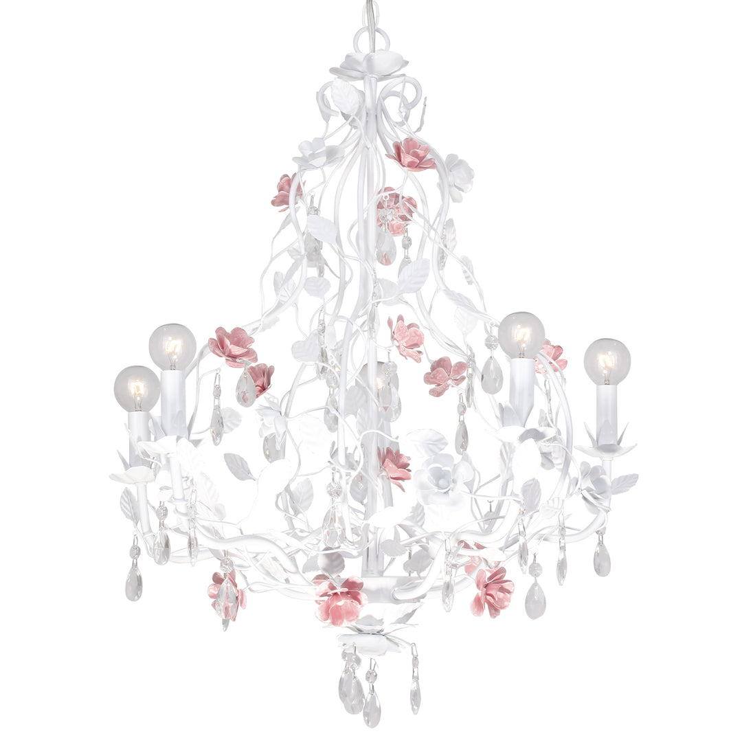 Crystorama Lola 5 Light Wet White Chandelier