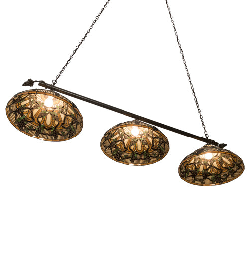 72" Long Jeweled Grape 3 Light Island Pendant