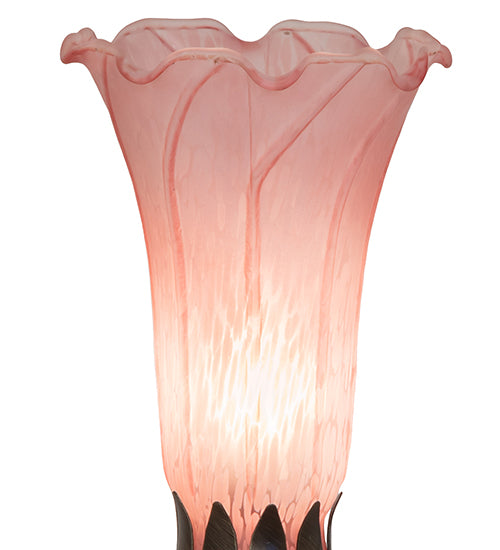 15" High Pink Tiffany Pond Lily Nouveau Lady Accent Lamp