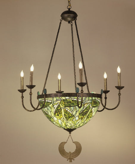 35"W Lotus Bud 6 Arm Inverted Chandelier