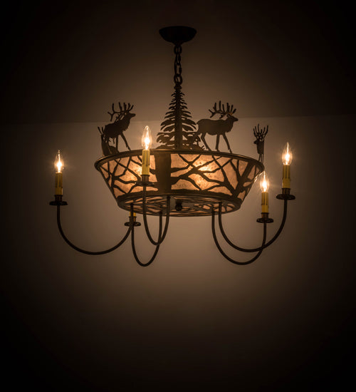 34" Wide Elk On The Loose 5 Light Chandelier