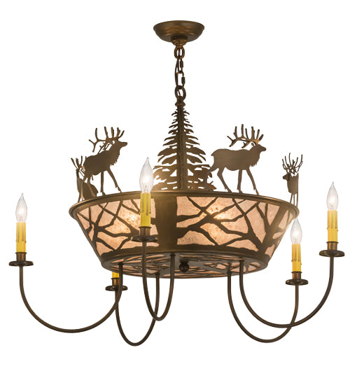 34" Wide Elk On The Loose 5 Light Chandelier