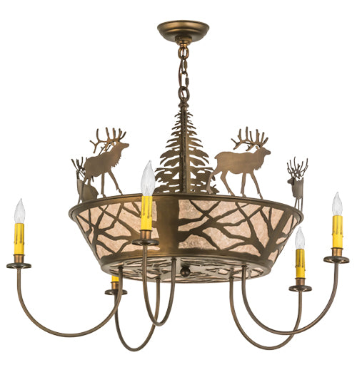 34" Wide Elk On The Loose 5 Light Chandelier