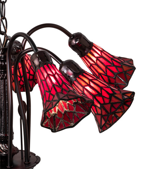 24" Wide Stained Glass Pond Lily 7 Light Chandelier