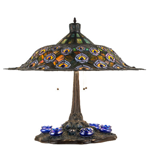 26.5" High Tiffany Peacock Feather Table Lamp