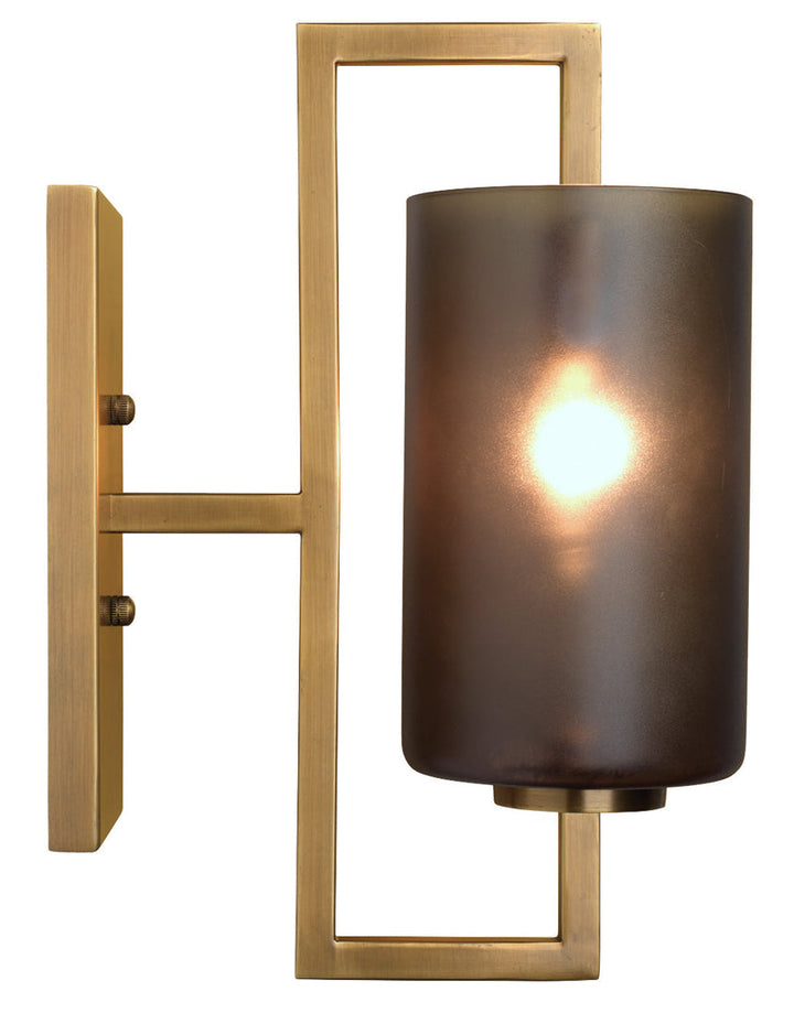 Blueprint Sconce-Antique Brass-Grey Glass