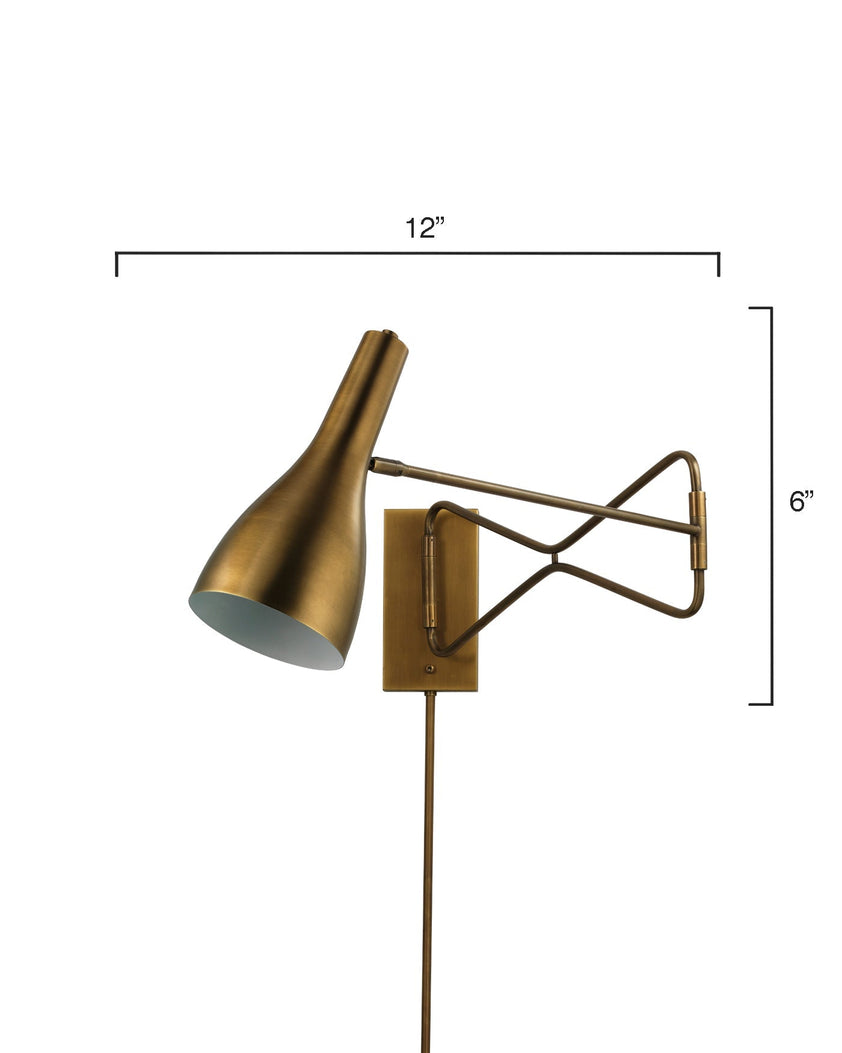 Lenz Swing Arm Wall Sconce-Antique Brass