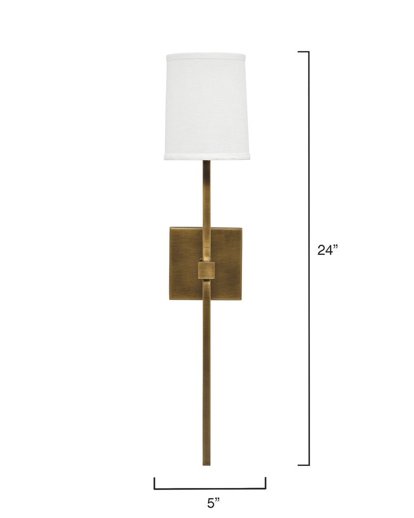 Minerva Wall Sconce-Antique Brass-White