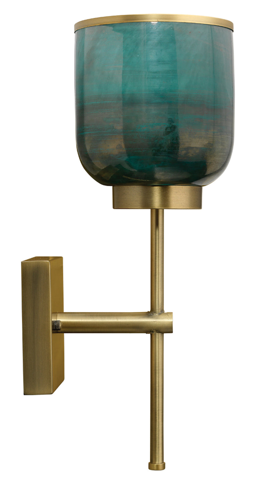 Vapor Single Sconce-Antique Brass-Aqua Metallic Glass