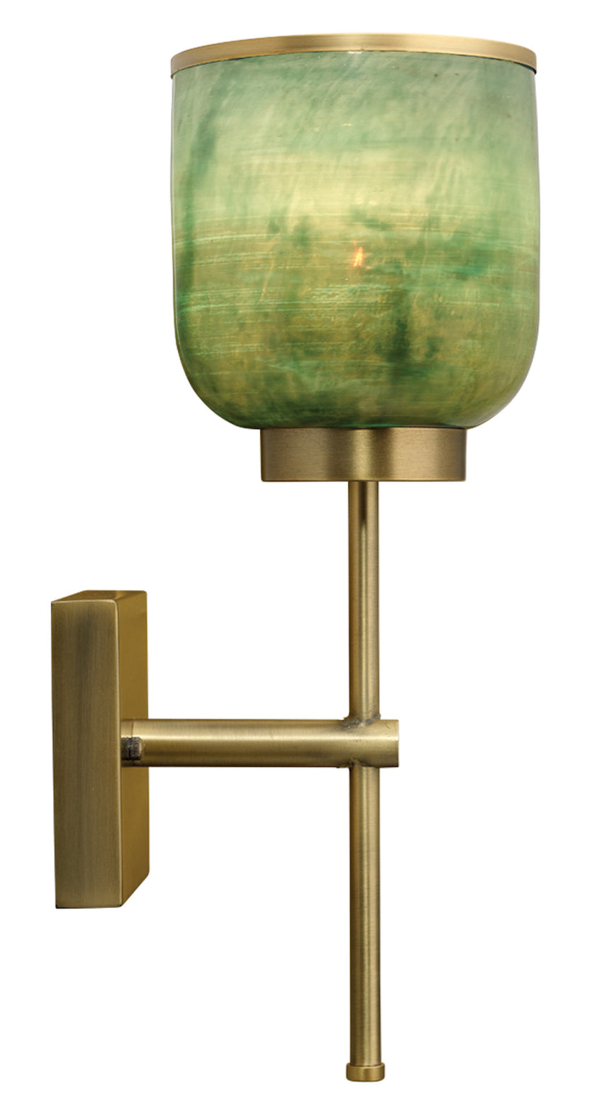 Vapor Single Sconce-Antique Brass-Aqua Metallic Glass