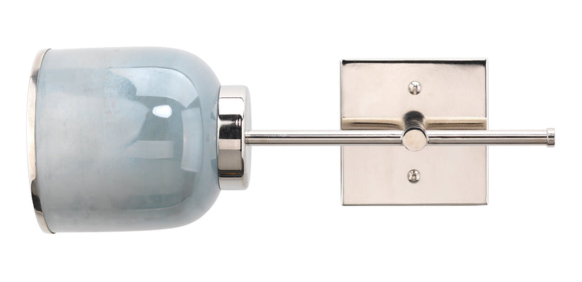 Vapor Single Wall Sconce-Nickel-Opal Blue Metallic Glass