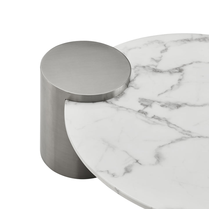 Twin Halo Marble-Top Coffee Table Set