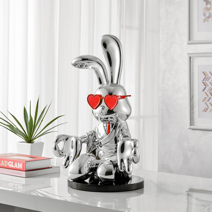 Sitting Rabbit with Red Tie and Glasses