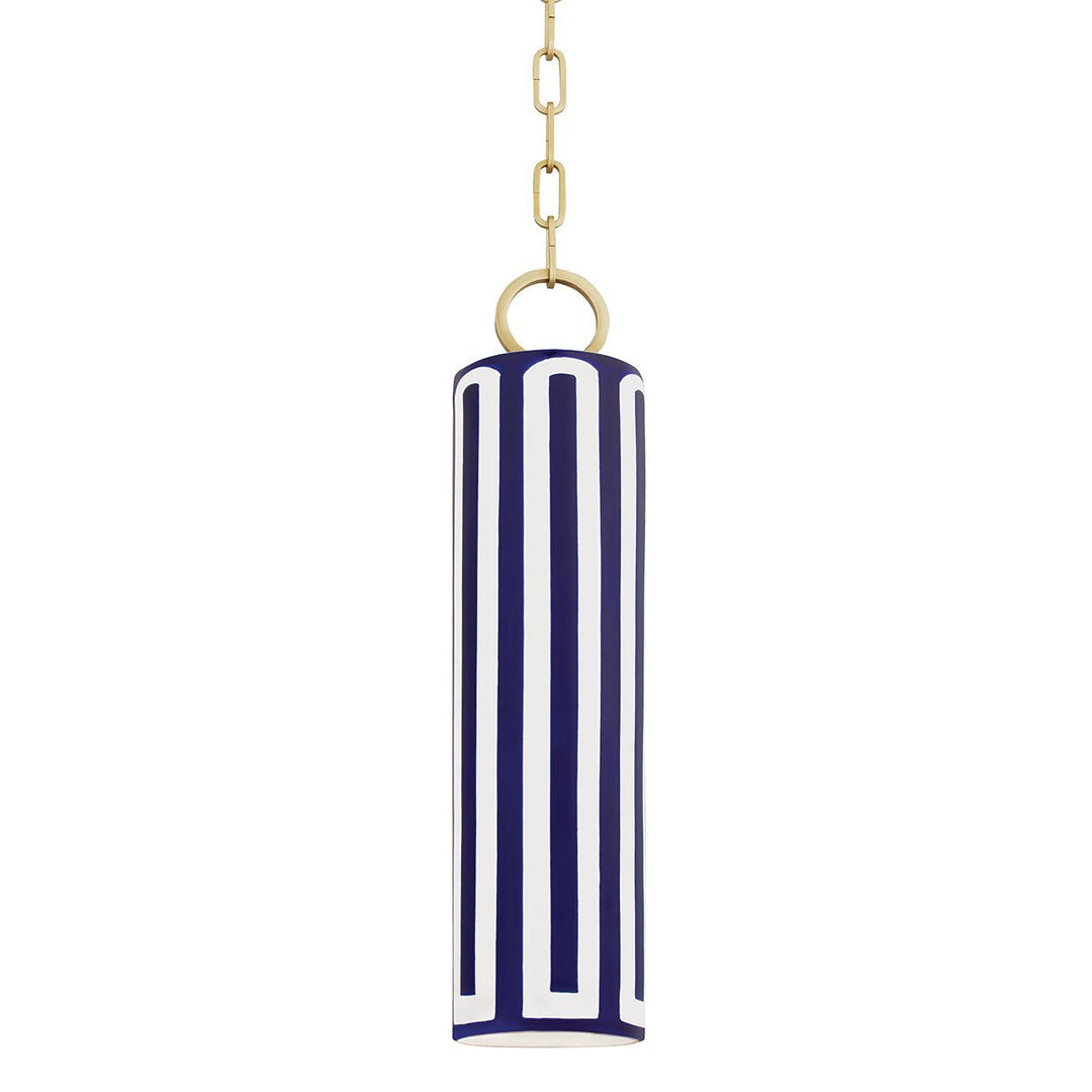 Brookville Pendant - Aged Brass/Blue