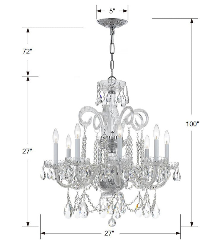 Crystorama Traditional Crystal 8 Light Hand Cut Crystal Polished Brass Chandelier