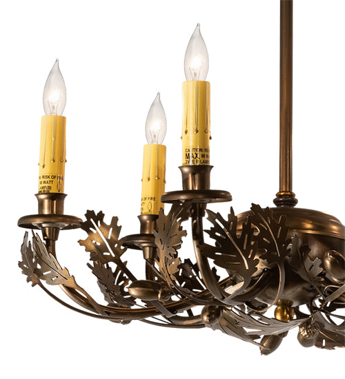 19" Wide Oak Leaf & Acorn 6 Lt Chandelier