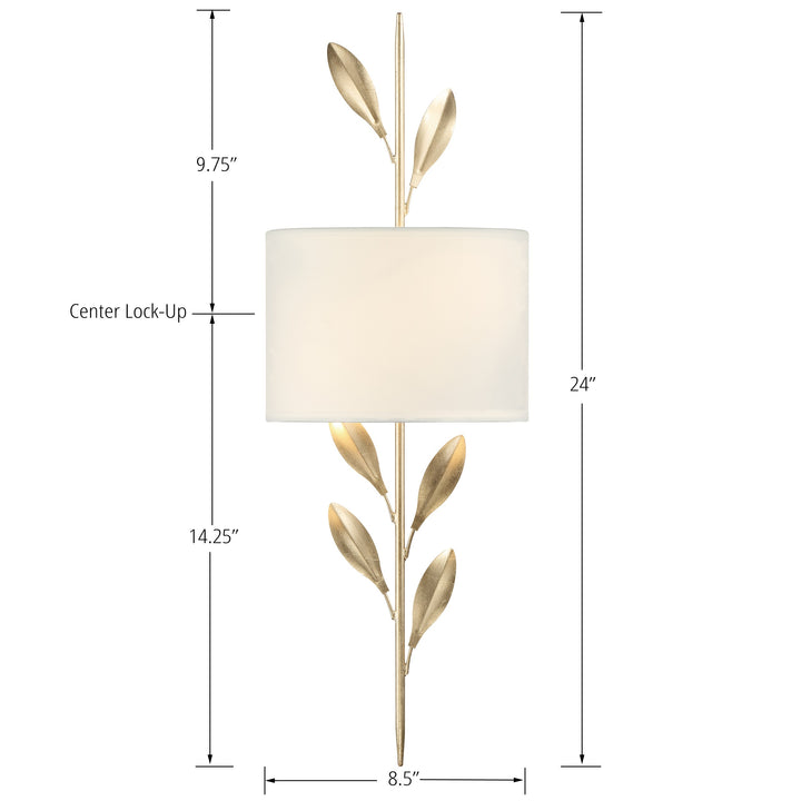 Crystorama Broche 2 Light Antique Gold Sconce