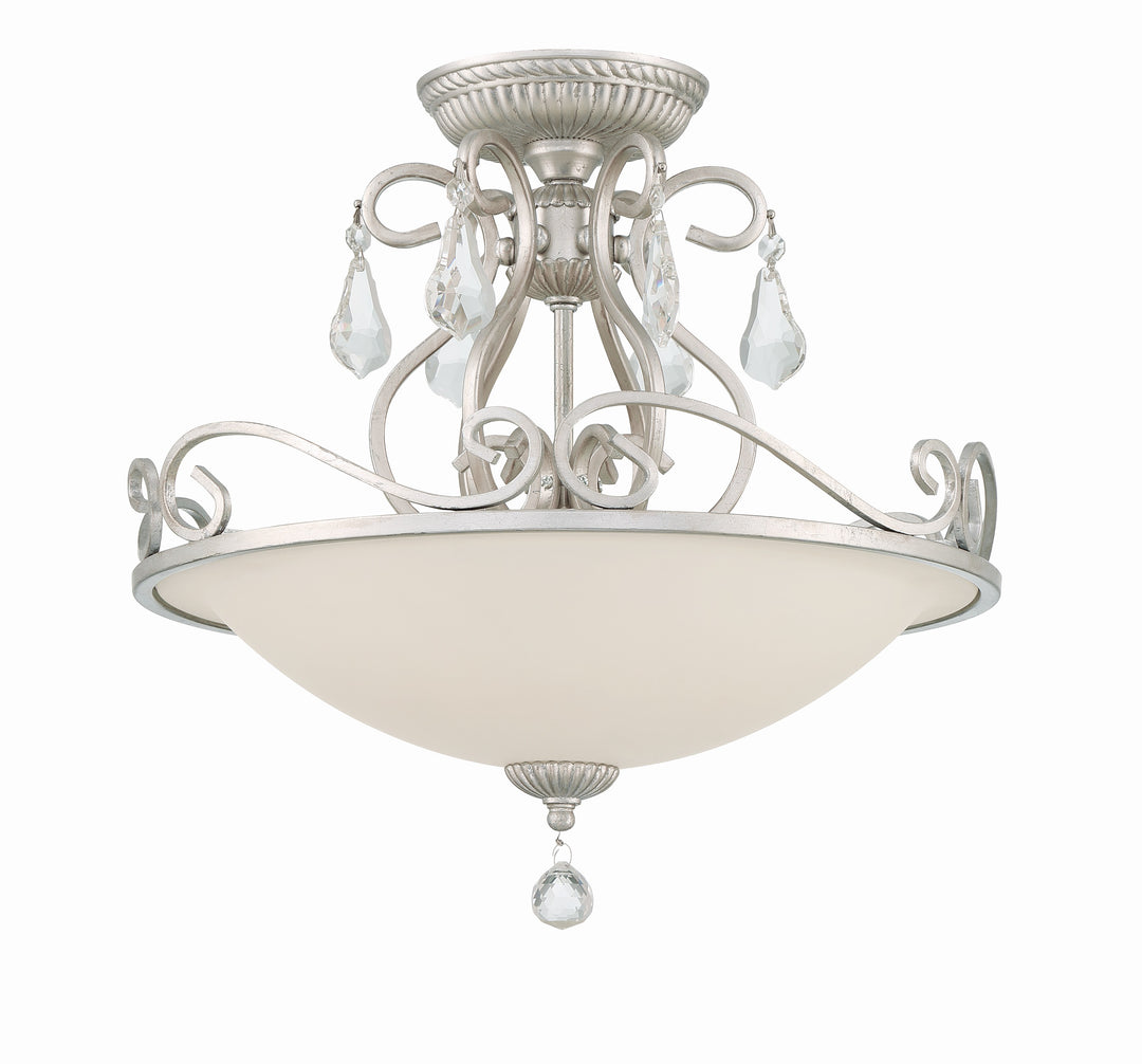 Crystorama Ashton 3 Light Swarovski Strass Crystal Olde Silver Semi Flush Mount